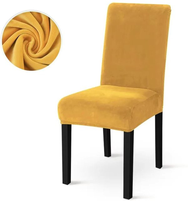 Yiran Furniture Stuhlbezug aus weichem Samt in einfarbigem Design für Esszimmerstühle und Bankette - Bild 1