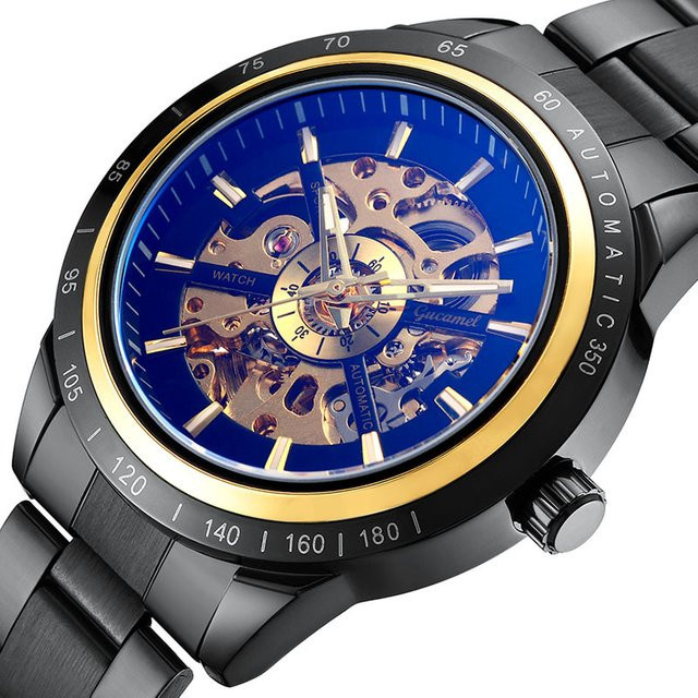 GUCAMEL Automatik-Armbanduhr, Edelstahl, Blau, Herren - Bild 1