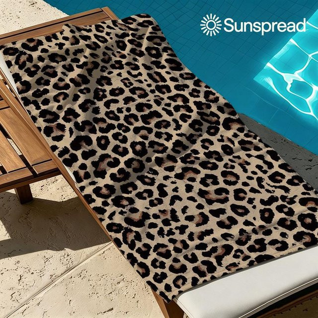 Schnelltrocknendes Mikrofaser Badetuch mit Leoparden-Print von JMG Household Supplies, Mehrfarbig, Breite: 60 cm, Länge: 120 cm - Bild 1