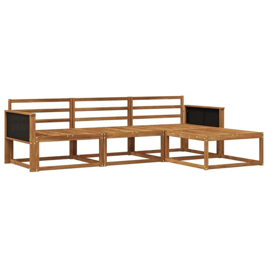 vidaXL Outdoor-Sofagarnitur aus Massivholz Akazie in Braun, L-Form mit 4 Teilen und Latten-Design - Bild 2