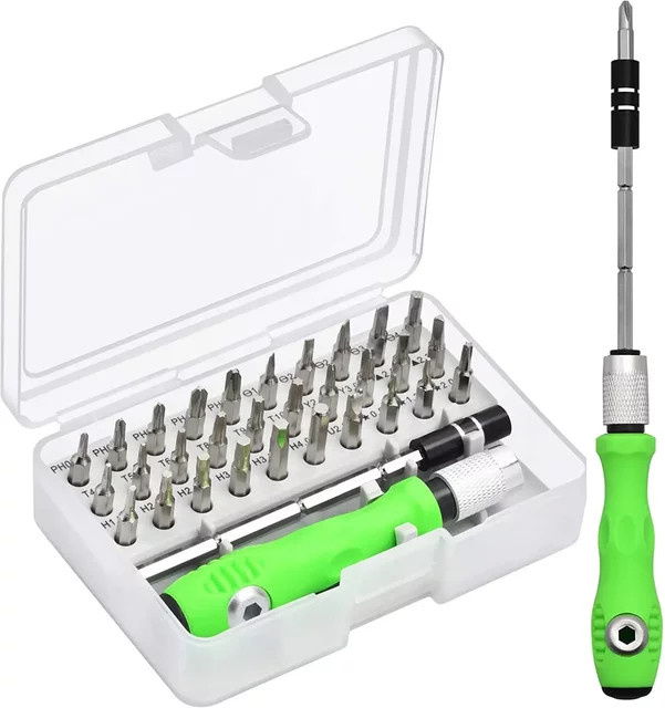 Galacok 32 in 1 Multifunktions Schraubendreher-Set mit Bits in Grün für Reparaturarbeiten - Bild 1