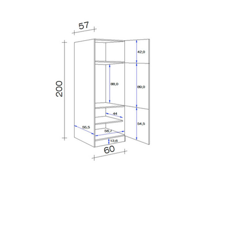 Flex-Well Geräteumbauschrank Valero in Weiß Hochglanz und Sonoma Eiche, B/H/T: 60 x 200 x 57 cm - Bild 2