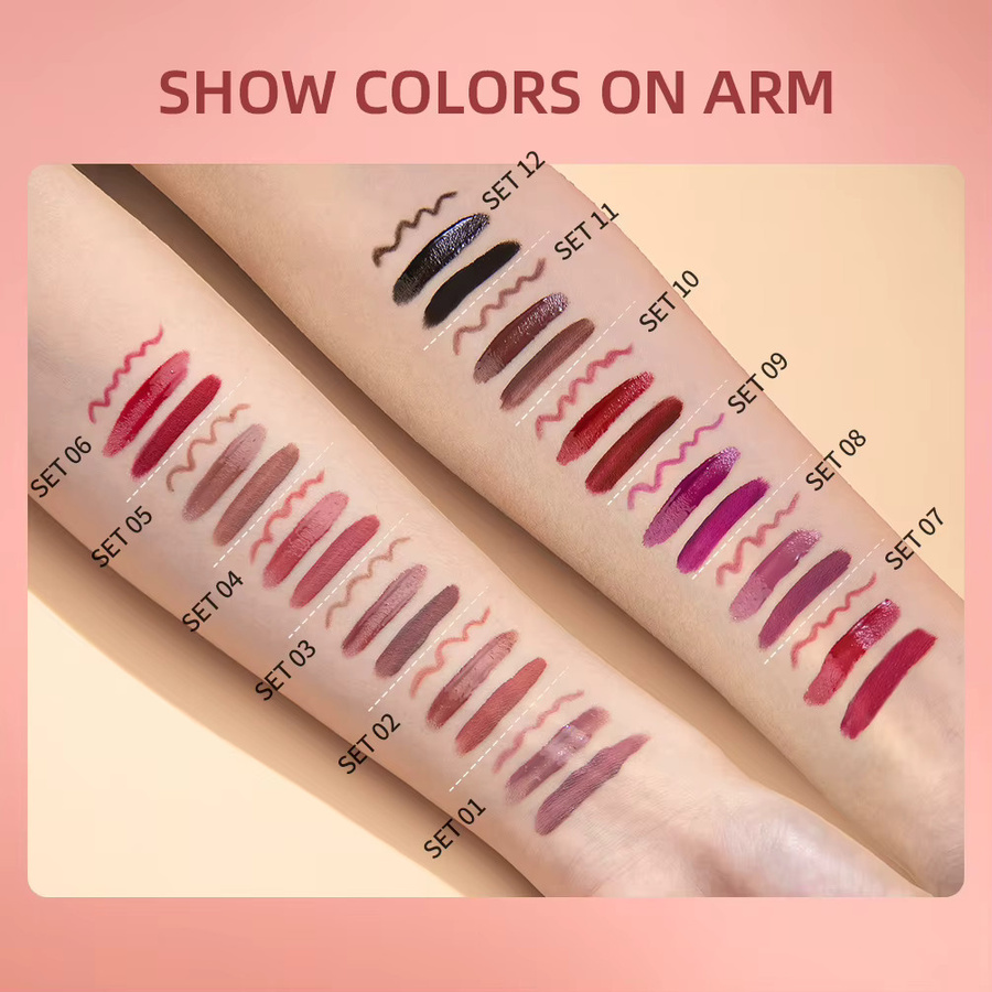 QiBest Lippenstift Set, 3 Stück, Matt, Flüssigkeit, Nude - Bild 4