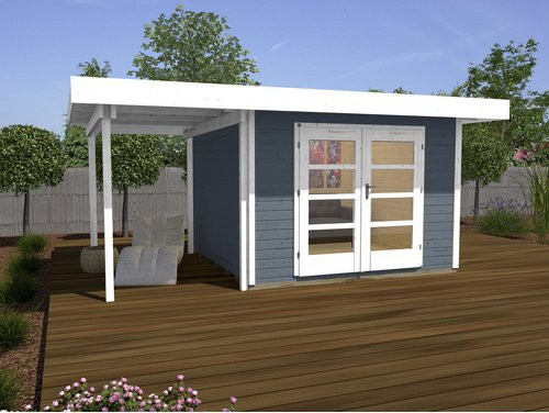 WEKA Gartenhaus 126 A Gr.2 aus Holz in Grau mit Flachdach und modernem Design B/H/T: 500 x 226 x 375 cm - Bild 3