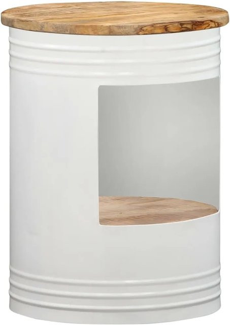vidaXL Couchtisch aus massivem Mangoholz in Braun und Weiß, rechteckig, B/T: 55 x 43 cm - Bild 1