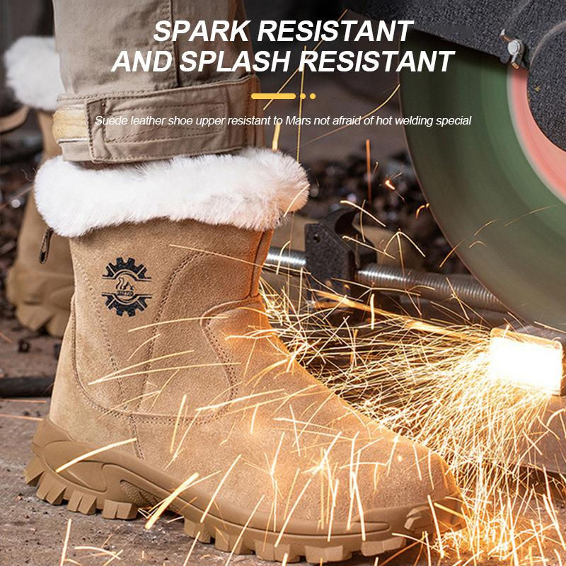 Avant-garde Sicherheitsschuhe für Herren als warme Winter-Arbeitsstiefel mit Stahlkappe und Funkenresistenz, Farbe: Braun, Größe: 37 - Bild 6
