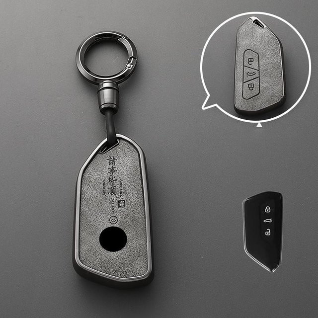 Icar TPU Schlüsselhülle für VW Volkswagen Golf 8 MK8 ID.3 ID.4 Cupra Fernbedienung Smart Auto Schlüssel Abdeckung mit Schlüsselanhänger in Grau - Bild 1