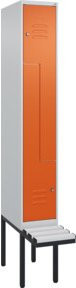 C+P Z-Spind Classic PLUS Sitzbank mit 2 Fächern und Zylinderschloss, Farbe: Grau/Orange, B/T/H: 212,0 x 30,0 x 81,5 cm - Bild 1