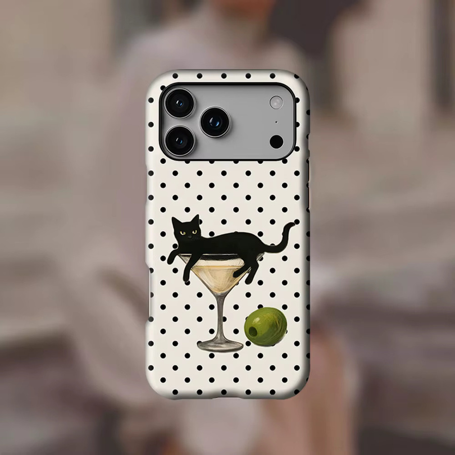 Martini Cat Magnetische Handyhülle für iPhone 17 16 15 14 13 Pro Max Plus, Robuste Einzel- und Doppelschicht-Schutzhülle, Mehrfarbig - Bild 2