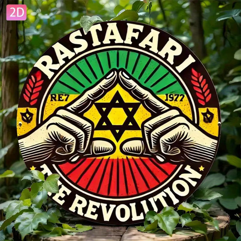 Potdemiel Rastafari Movement Retro-Wanddekoration aus Aluminium, rund, mehrfarbig, Durchmesser: 20 cm - Bild 5
