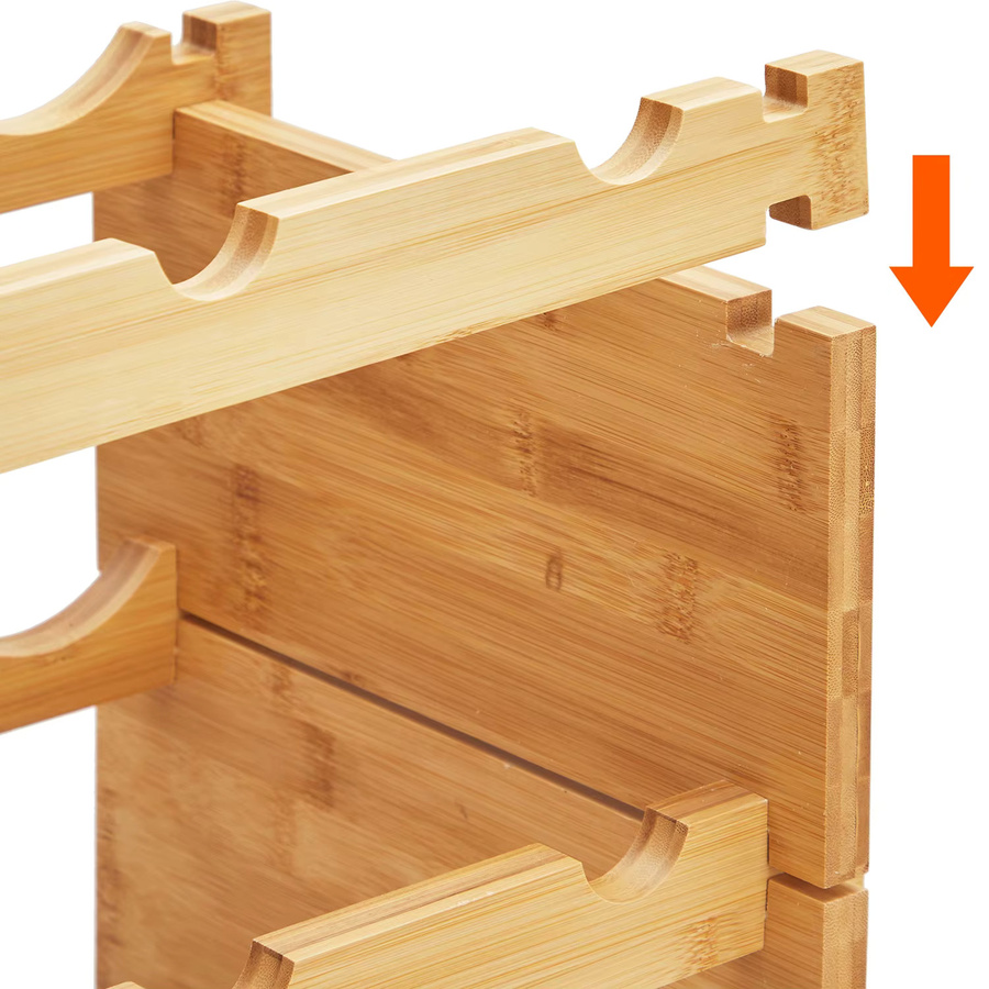 HiMISS Stapelbares Weinregal aus Bambus in Braun, Modulares Holz-Aufbewahrungsregal für Küche und Bar, B/T/H: 54,0 x 26,0 x 4,0 cm - Bild 4
