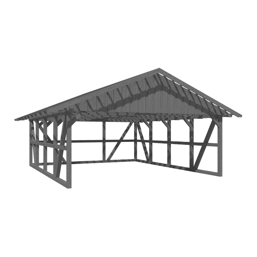 Skan Holz Carport Schwarzwald aus Fichtenholz mit Satteldach, Dachlattung und Rückwand in Schiefergrau, B/T/H: 684 x 772 cm - Bild 2