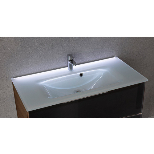 Fackelmann Badmöbel-Set B.Brillant Waschplatz mit Waschtisch-Unterschrank und Glaswaschtisch in Asteiche und Anthrazit, B/T/H: 100 x 54,44 x 50,1 cm - Bild 3