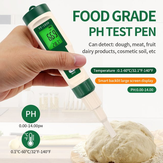 JUANJUAN YY-1030 pH-Messgerät für Lebensmittel, Teig und Kosmetik mit Elektrode und Thermometer - Bild 1