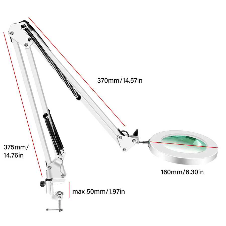 Beleuchtete Tischlupe mit 10-facher Vergrößerung und 72 LEDs, USB-Betrieb, 3 Lichtfarben, Weiß - Bild 4