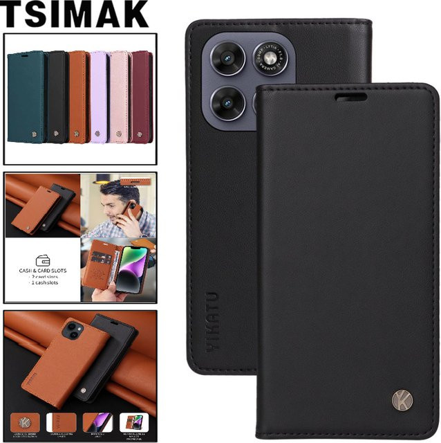 Leder Flip Cover Business Case für Motorola Moto G57 G67 G77 Power und Edge 70 X70 Air 5G mit Magnet und Kartenfach - Bild 1