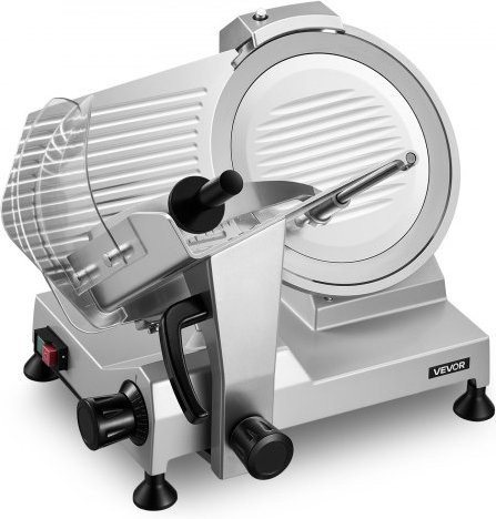VEVOR Elektrische Fleischmaschine mit 400W, 30cm Carbonstahl-Messer und verstellbarer Dicke 0-15mm, Silber - Bild 1