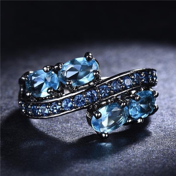 Bamos Vintage-Ring, Kupfer, königsblau, Kristall, Damen, Größe 9 - Bild 1
