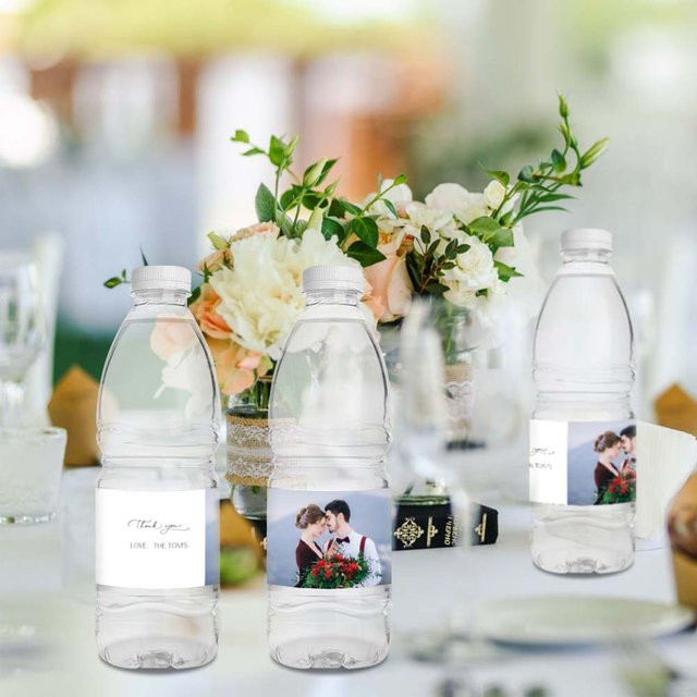 WEIGAO Personalisierte Wasserflaschenaufkleber aus Papier in Weiß für Hochzeiten, Geburtstage und Events - Bild 1