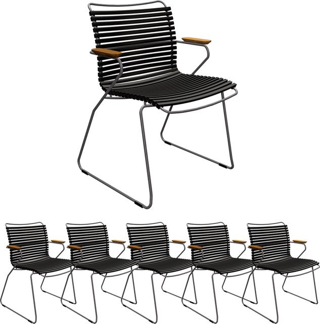6er Set Gartenstühle HOUE CLICK mit Armlehnen aus Aluminium in Schwarz Matt - Bild 1