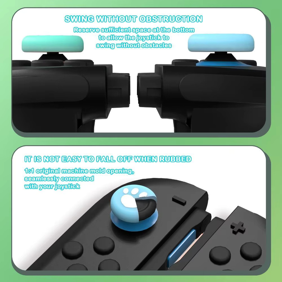 4 Stück ergonomische Daumengriffkappen mit Pfotenabdruck-Design für Nintendo Switch 2, rutschfeste Joystick-Kappen in Schwarz und Bunt - Bild 3