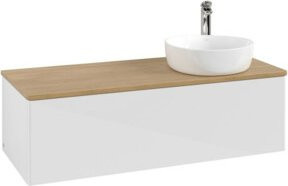 V&B Antao Waschtischunterschrank mit integrierter Beleuchtung, Wandmontage, Eiche Honig und Weiß Lack, B/T/H: 120 x 36 x 50 cm - Bild 1