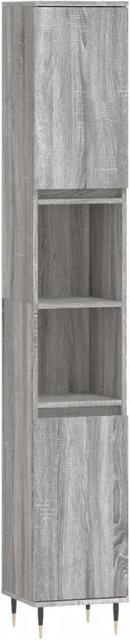 vidaXL Badschrank Grau Sonoma im industriellen Stil mit Türen und offenen Regalen, B/T/H: 30 x 30 x 190 cm - Bild 1