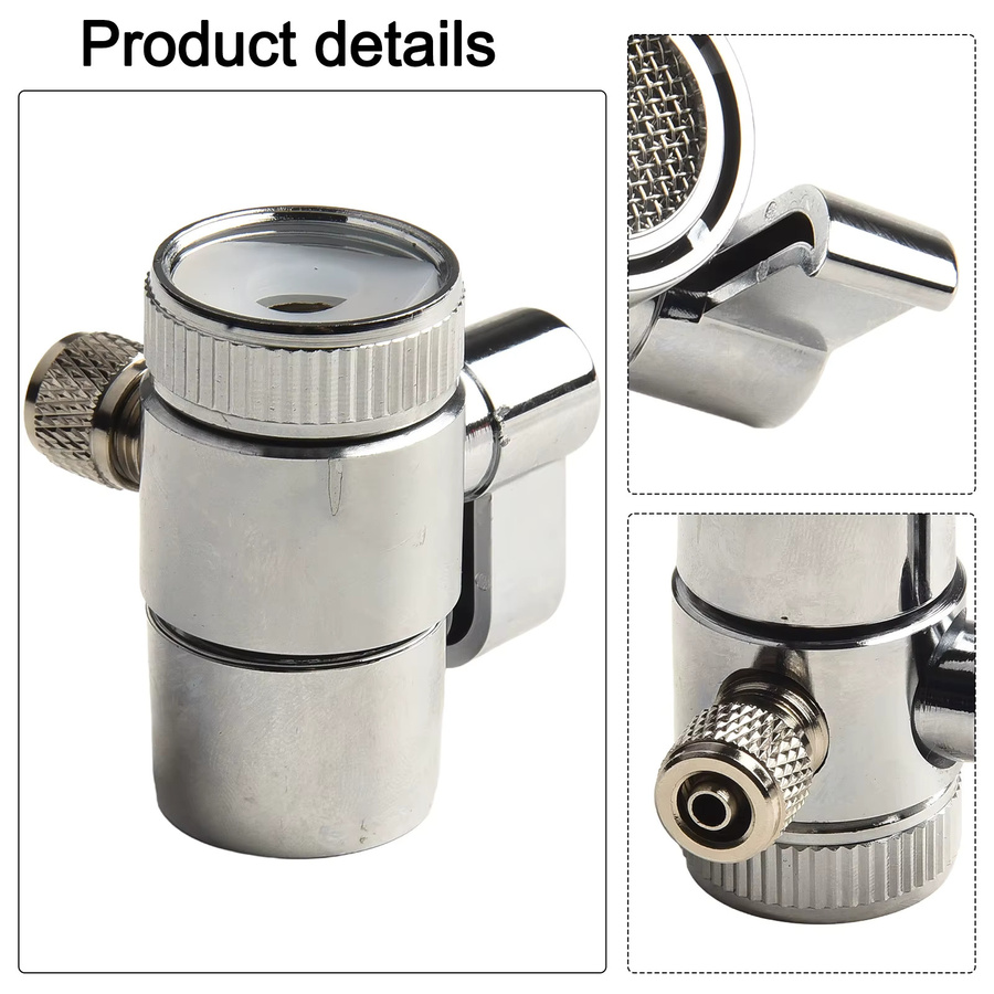 VIBRATITE Wasserhahn Umschaltventil M22 in Silber für 1/4 Zoll RO Schläuche und Wasserfiltersysteme - Bild 2