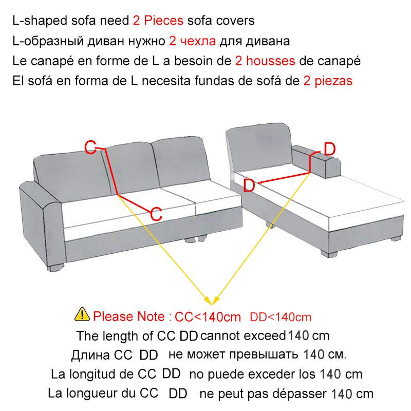 YZFZP Elastischer Samtstoff-Sofabezug für L-förmige Sofas und Sessel, Blau, Breite: 190-230 cm - Bild 2