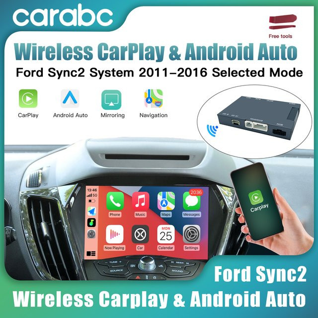 CARABC Wireless CarPlay und Android Auto Adapter für Ford Sync2 Systeme, Schwarz - Bild 1
