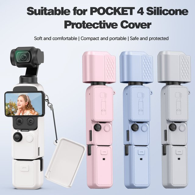 HUADAI Silikonhülle für DJI Osmo Pocket 4 Gimbal in Grau mit Objektivschutz - Bild 1