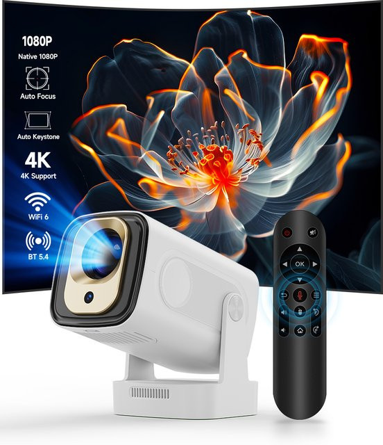 Magcubic Hy310 Heimkino- und Outdoor-Projektor in Weiß mit Autofokus, Native 1080P Auflösung, 4K Unterstützung, Dual Wifi und Bluetooth 5.4 sowie Sprachsteuerung und Air Mouse - Bild 1