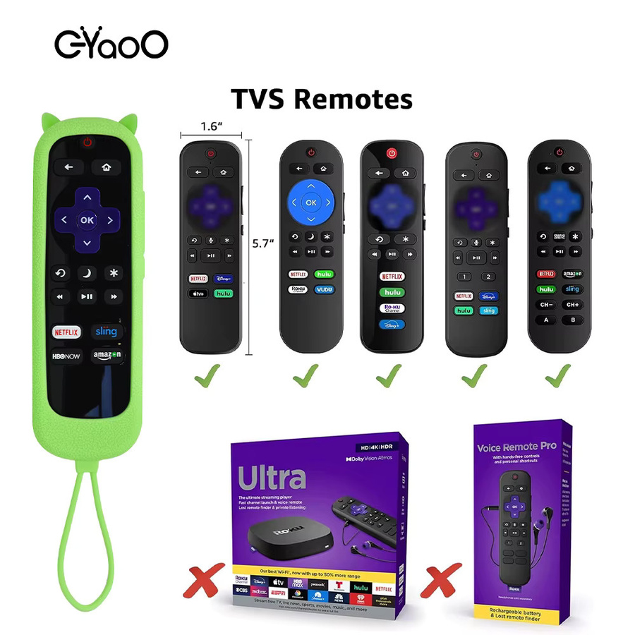 EYAOO Silikon Schutzhülle für Roku und TCL TV Streaming Stick Fernbedienung in Transparent und Blau - Bild 2
