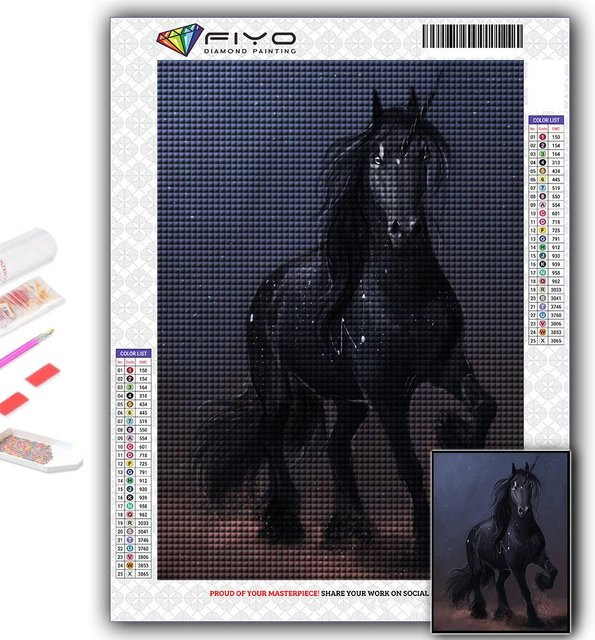 FIYO 5D DIY Diamantstickerei Pferd Mosaik Set in Multicolour, B/H: 20 x 30 cm - Bild 1