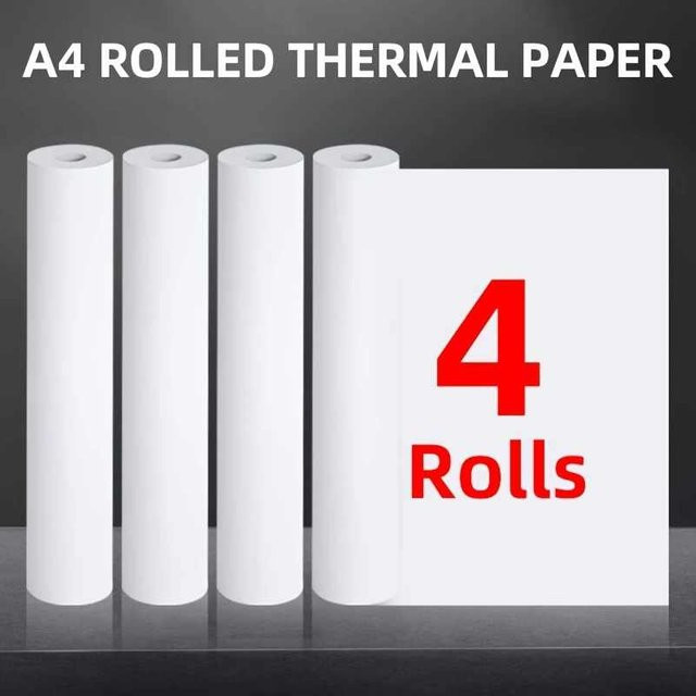 HZTZ A4 Thermodruckpapier 4 Rollen, Weiß, Halbglanzpapier, Breite: 21,0 cm - Bild 1