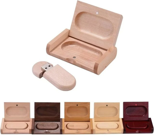 JASTER USB-Flash-Laufwerk aus Holz in Braun mit Box, Hochgeschwindigkeits-Speicherstick für Hochzeitsfotografie - Bild 1