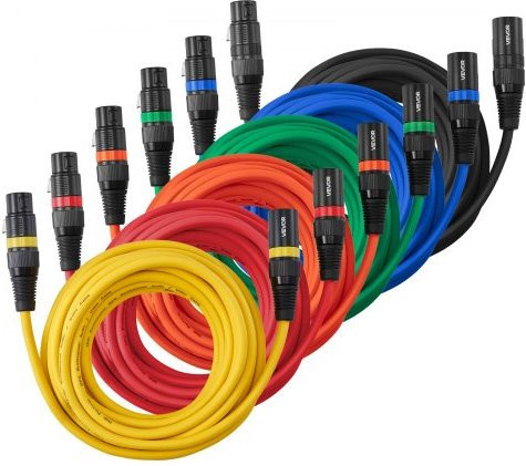 VEVOR XLR-Kabel 6er-Pack, symmetrische DMX-Mikrofonkabel mit vergoldeten 3-poligen Steckern auf Buchsen, 6,1 m Länge, Multicolour - Bild 1