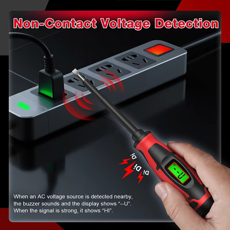 HABOTEST Digitaler Schraubendreher-Spannungsprüfer HT95A-SL5 in Rot, 6–390 V mit NCV-Test und isoliertem Griff - Bild 4