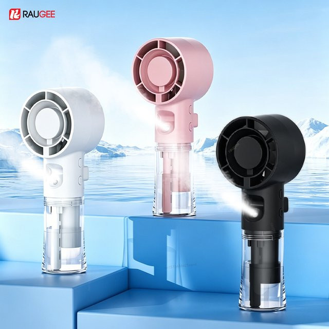 Mini Tragbarer USB Handventilator mit Sprühfunktion und Luftbefeuchter in Pink - Bild 1
