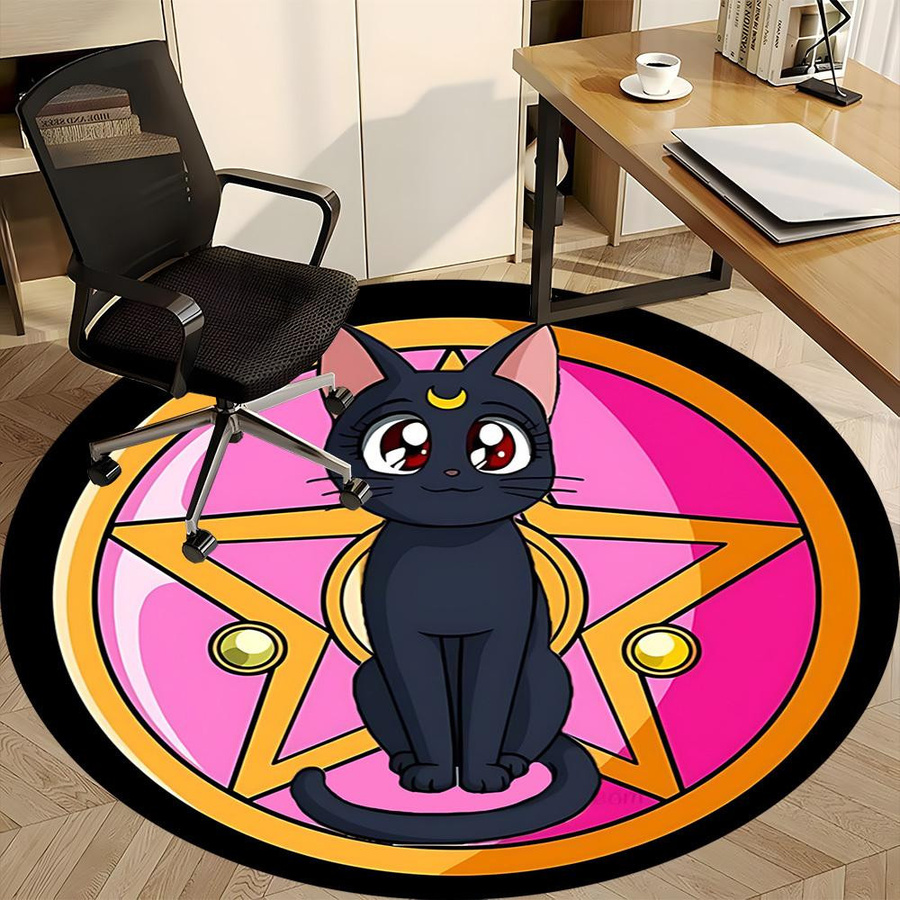 Runder Teppich mit Sailor Moon Katzen-Motiv von YangJOJO, Mehrfarbig, Durchmesser: 80 cm - Bild 3