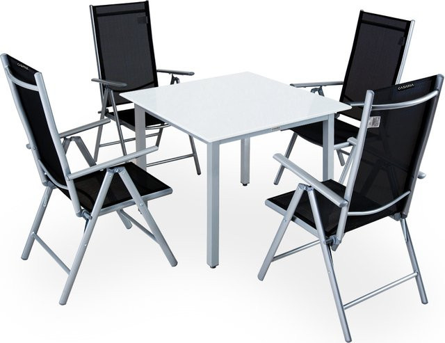 Casaria Garten-Sitzgruppe Bern 5-teilig in Silber aus Aluminium mit Milchglas-Sicherheitsglas - Bild 1