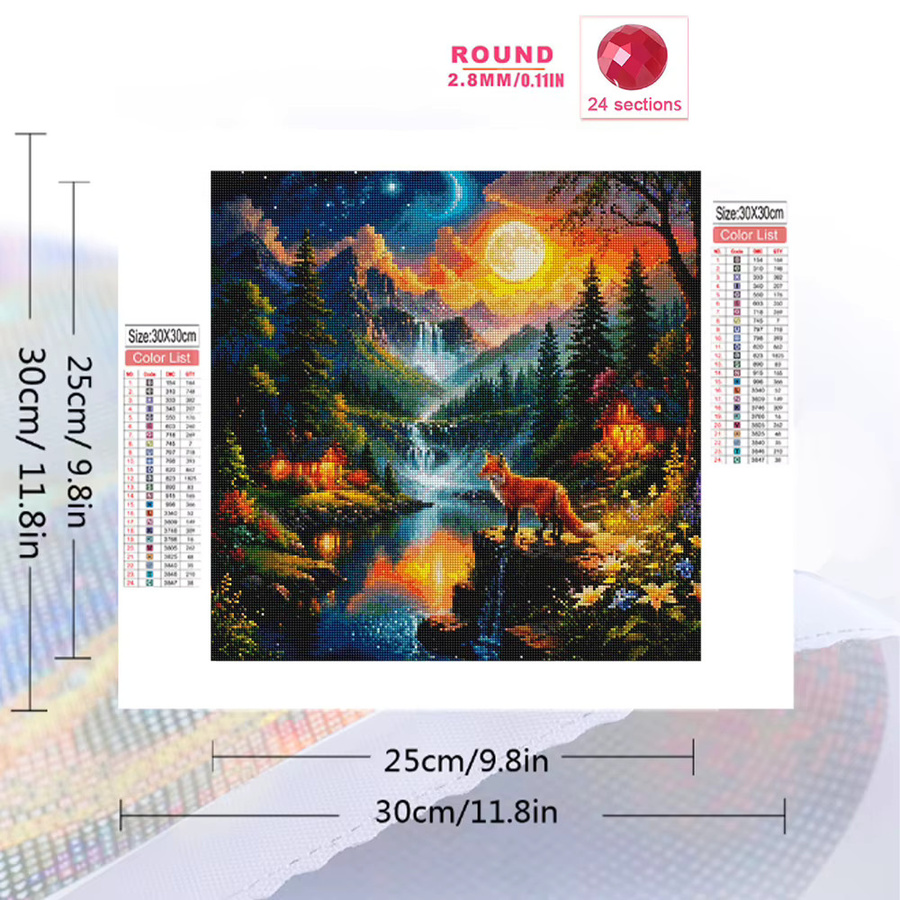 EverShine 5D DIY Diamant Malerei Berg Landschaft mit Wasserfall und Wald Motiv, Mehrfarbig, B/H: 20 x 20 cm - Bild 2
