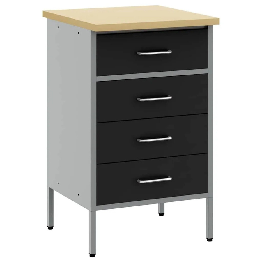 vidaXL Werkbank mit Schubladen in Schwarz und Grau, B/T/H: 50 x 55 x 85 cm - Bild 1