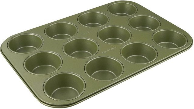 Zenker Muffinform Green Vision, 12er, rund, Antihaftbeschichtung, Keramik, grün - Bild 1