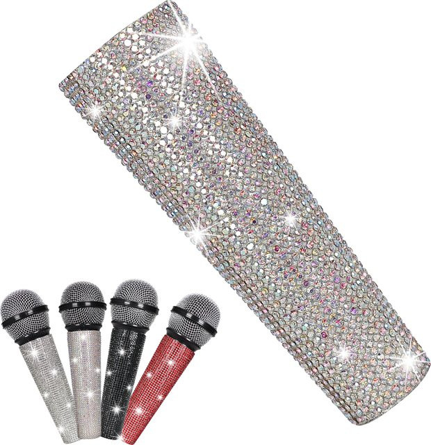 Shure Mikrofonabdeckung mit Strass-Besatz und Griffhülle in Weiß für SM58 und Beta 58A kabelgebundene Mikrofone - Bild 1