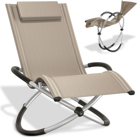 tectake Sonnenliege Paulina Beige mit Textilene, ergonomisch und faltbar, B/T/H: 150 x 73 x 93 cm