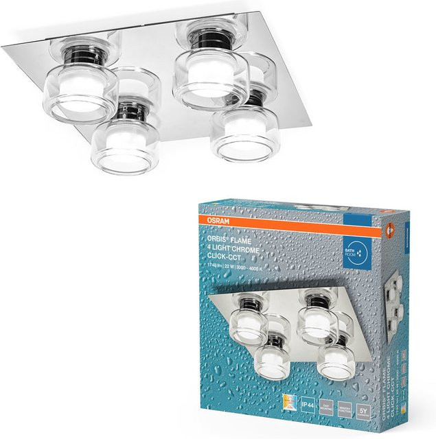 OSRAM ORBIS Flame LED Badezimmer Deckenleuchte 22W CCT IP44 Chrome - Bild 1