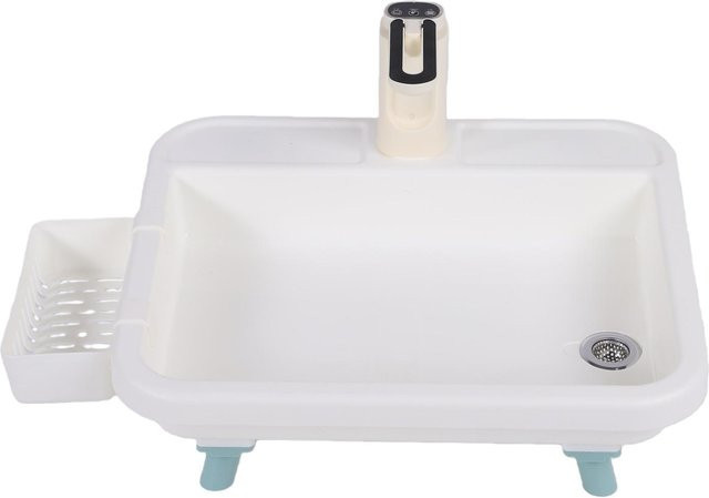 KaiSai Tragbares Waschbecken mit elektrischer Wasserpumpe für Camping und Garten, Weiß - Bild 1