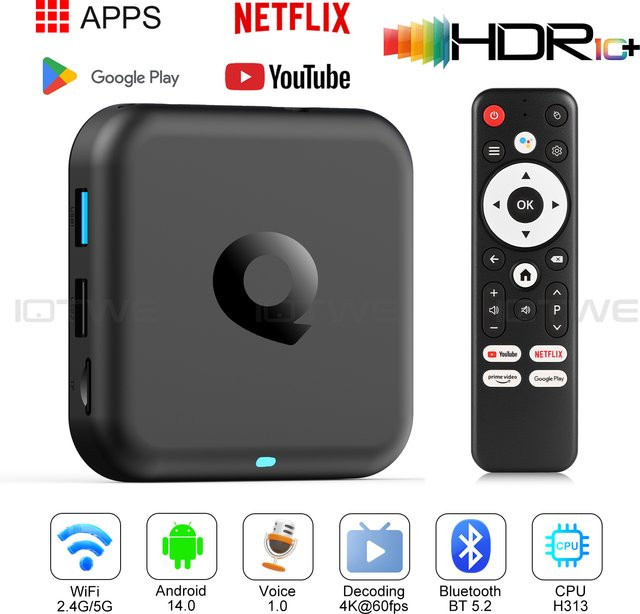 XGODY R69Q Smart TV Box Android 14, 4K UHD Streaming Media Player mit 2 GB RAM + 32 GB Speicher, Bluetooth 5.4, Google Assistant, Dual Wifi 5G, Schwarz - Bild 1