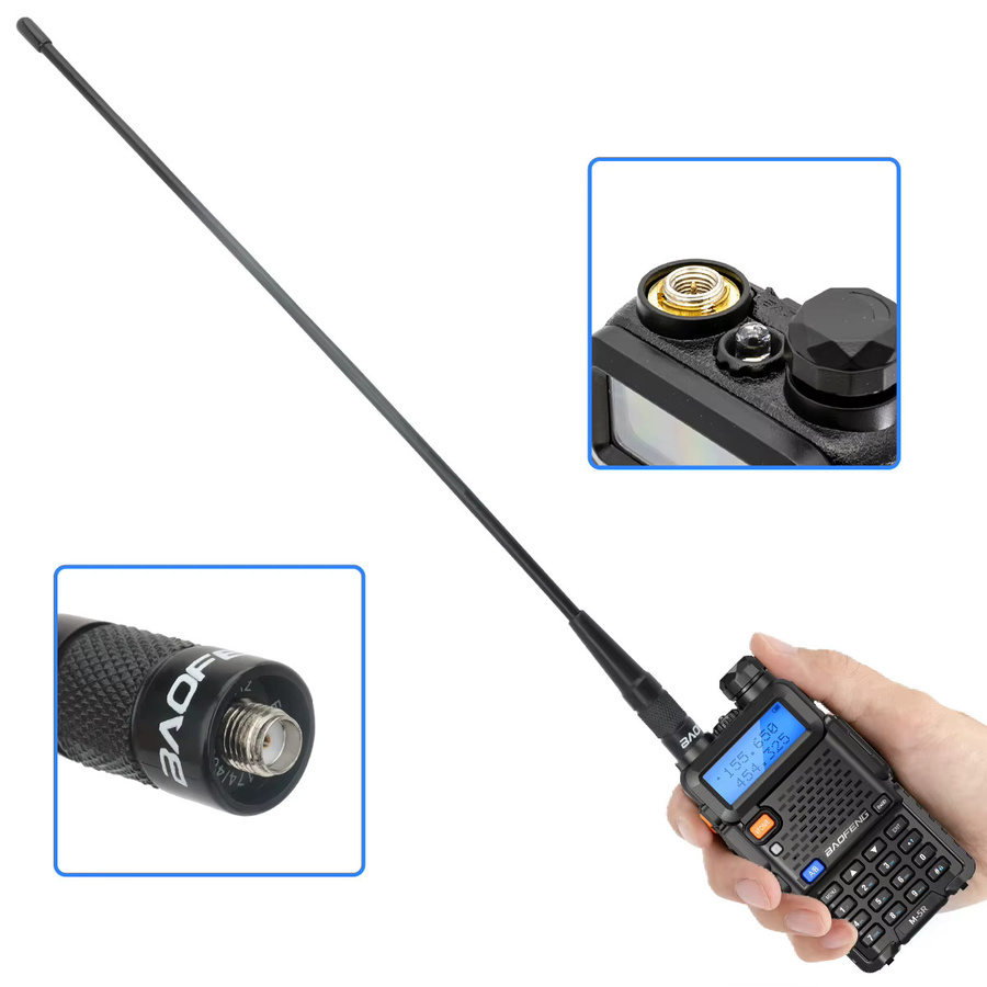 ABBREE Walkie-Talkie-Antenne AR-771 Dualband High Gain Antenne mit SMA-Buchse in Schwarz für Baofeng UV-5R UV 21 PRO V2 5RH und Quansheng UV-K5 - Bild 3